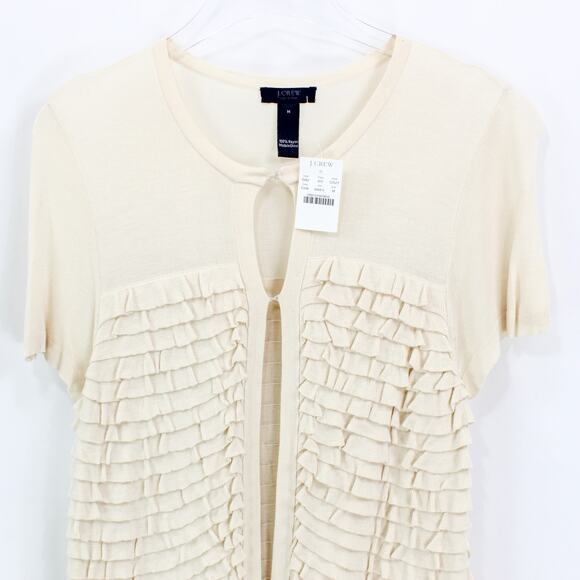 J. CREW Cream Tiered Ruffle Open Front Cardigan Top - Picture 7 of 9